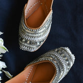 Colour Me Silver Embellished Silver Jutti